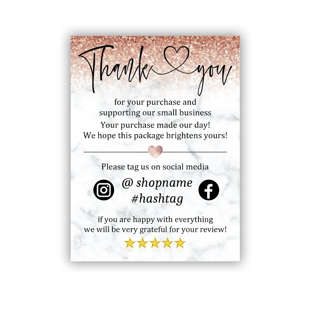

MARBLE Rosegold Business Card Size Insert card Shop Packaging Card Insert Card Personalized calling card