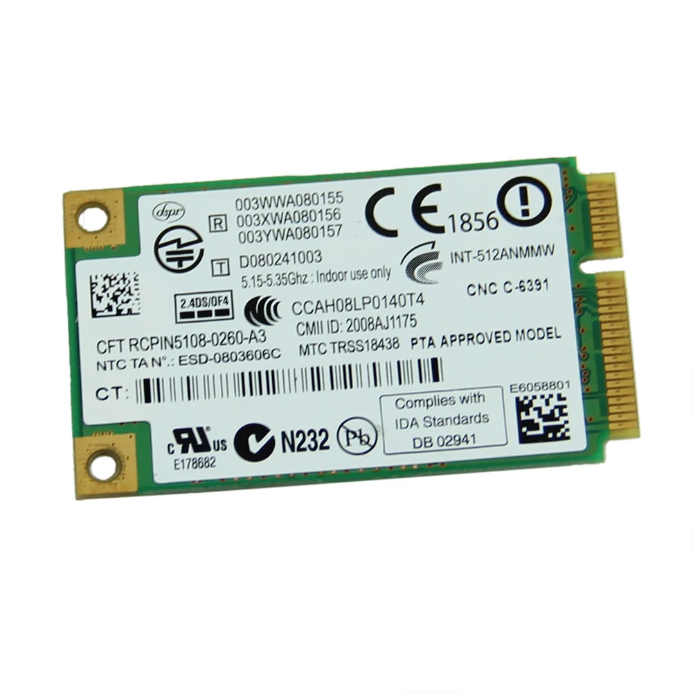 INTEL 5100 DUAL BAND 2, 4  Wi-Fi 5   N  5, 0  MINI-PCI-E 5100AN