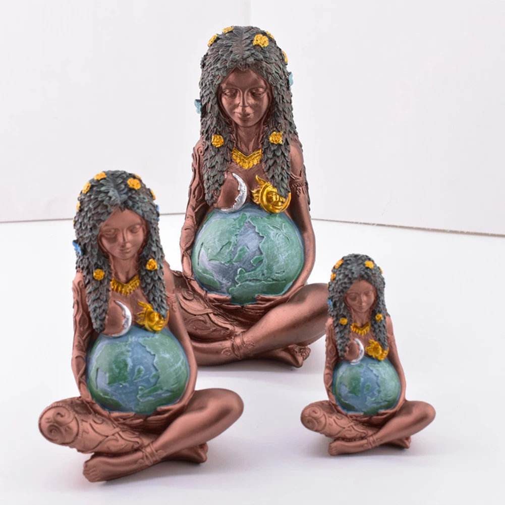 

Статуя из смолы Ghia Mother Earth, статуэтка богини из смолы, садовая уличная скульптура, ремесла для дома, мамы, земля, 3D художественное украшение