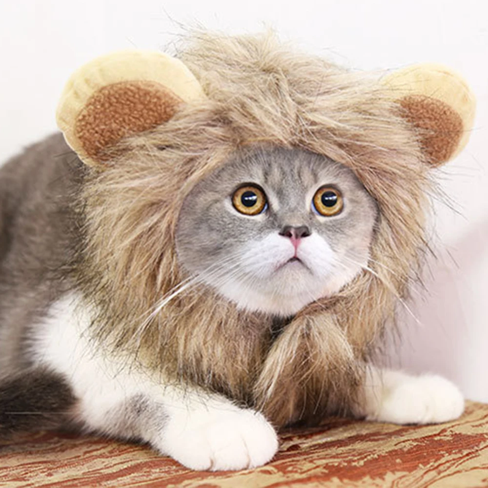 

Cats Accessories Pet Costume Lion Mane Wig Hat Dog Cat Dress Up Halloween Decoration