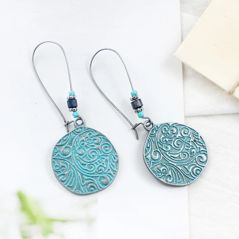 Винтажные круглые резные серьги в китайском стиле | Украшения и аксессуары