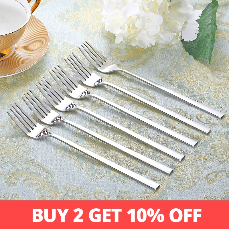 6 шт. 8 5 &quotКорейская столовая вилка с длинной ручкой стол для стейка из