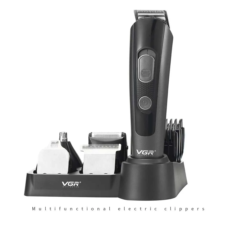 

VGR hair trimmer USB rechargeable hair clipper 5 in 1 electric shaver razor nose hair trimmer beard trimmer hair carving LCD