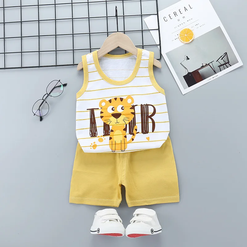 Summer Baby Boys Clothes Cotton Infant Vest Tops + Shorts Sets Girls Clothing Outfits | Детская одежда и обувь