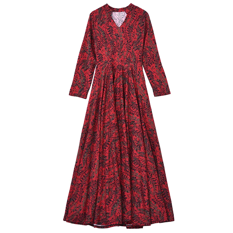 

Long sleeve Floral Print Vestido Festa elegant boho Plus Size Dress vacation Robes 2020 Spring Fall New Style Women Clothes