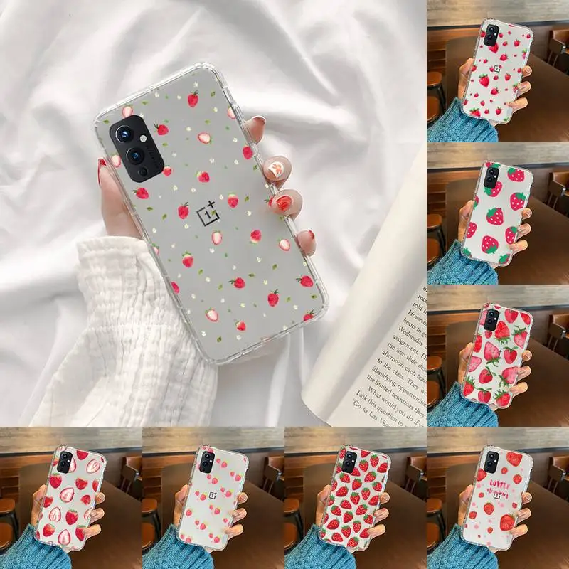 

strawberry Phone Case Transparent For OnePlus 9 8 7 7t 8t Oppo find X3 X2 reno5 Vivo X60 X50 Pro MeiZu 17 16XS