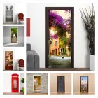 Романтическая 3D дверь наклейка домашний дизайн Декор обои на двери самоклеющиеся водонепроницаемые постеры DIY настенные наклейки Наклейка