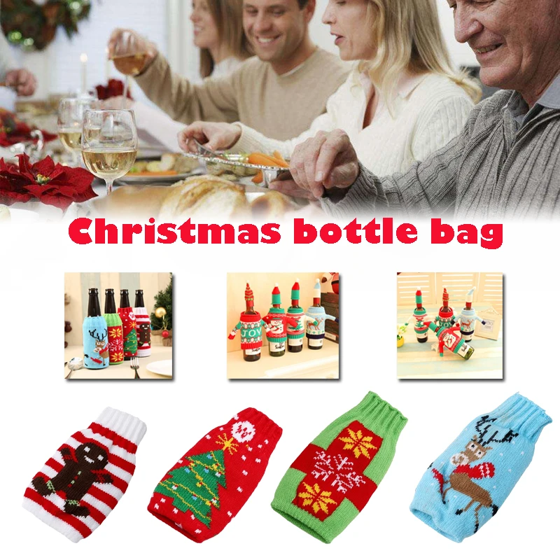 Рождественский чехол для пивной бутылки Снежинка узор вечерние ужин настольная