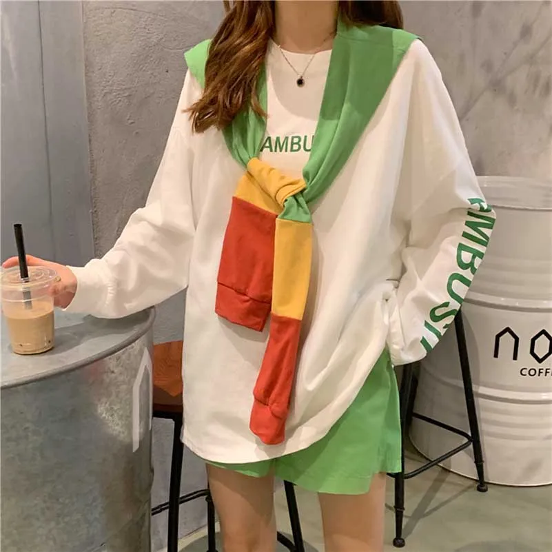 Футболка NiceMix женская из двух предметов модная Повседневная рубашка с принтом в