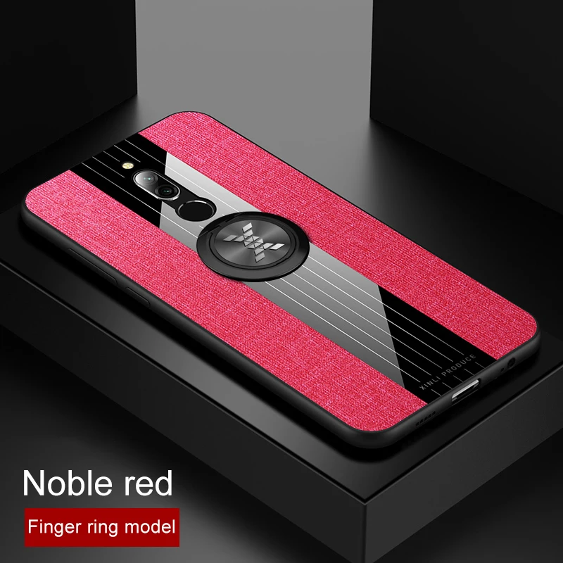 Red With Ring Для Xiaomi Redmi 8 чехол Redmi8 кольцо держатель Ткань Твердый чехол Мягкая Рамка ткань чехол для телефона для Xiaomi Redmi 8A - Цвет: Red With Ring
