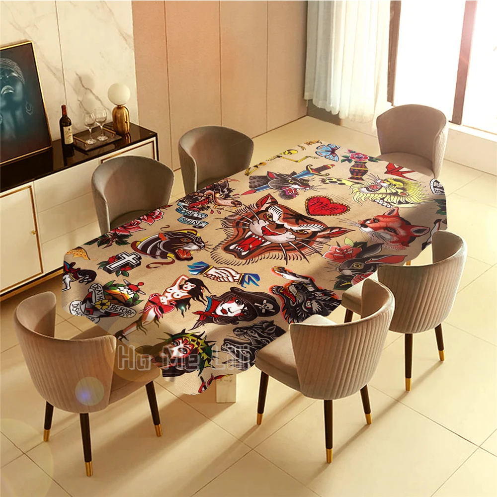 Americano tradicional de tatuajes mantel para Picnic barbacoa cocina comedor Decoraci&oacute;n-1