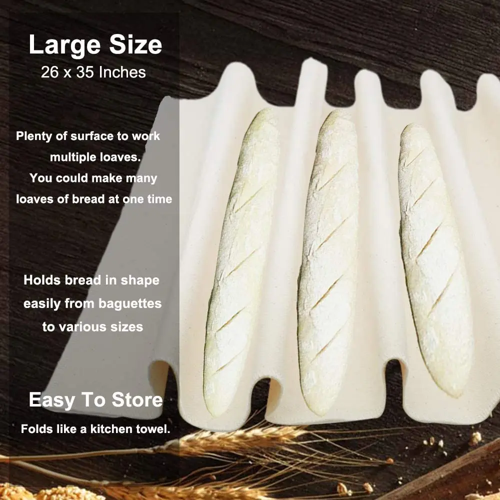 

WALFOS Thick Fermented Linen Cloth Proofing Dough Bakers Pans Bread Baguette Baking Mat Pastry Baker's Couche Proofing Cloth
