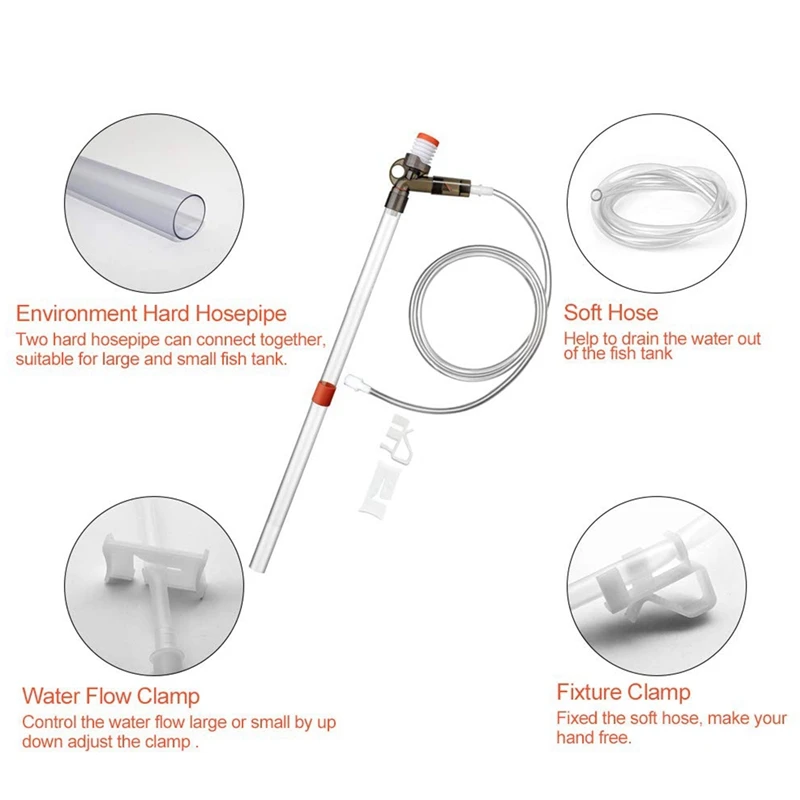 Очиститель аквариума резервуар для рыбы средство чистки от песка набор с кнопкой