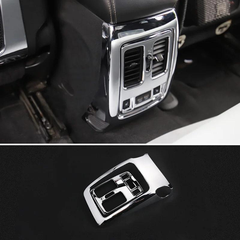 

For Jeep Grand Cherokee 2014 2015 16 17 ABS Carbon Fibre Back Rear Air Conditioner Outlet Vent frame Cover Trim Car Accessories