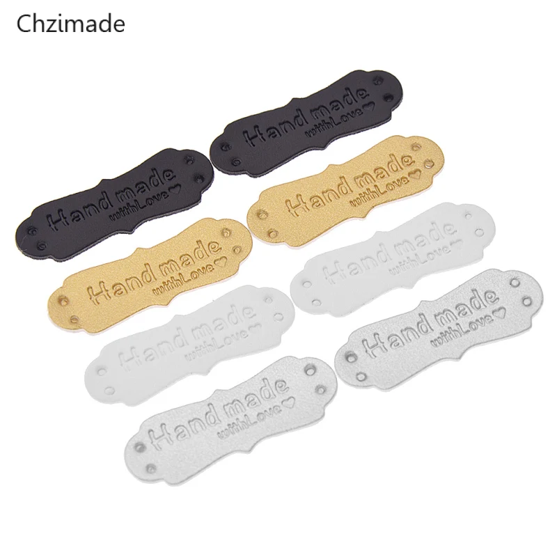 10 шт./лот бирки ручной работы с тиснением для одежды этикетки из искусственной