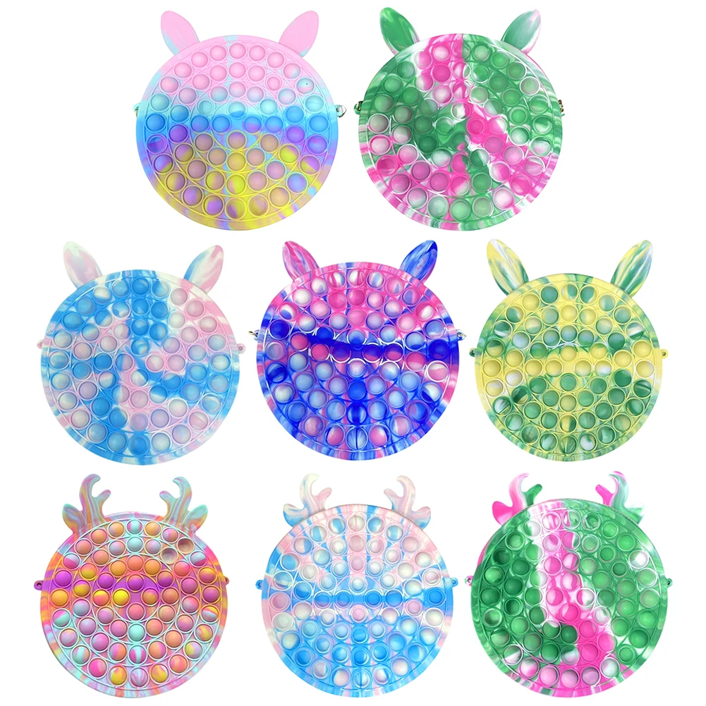 

Rainbow Shoulder Bag Push Bubble Backpack Fidget Toys Stress Reliever Funny Multiple-Uses Gift for Adult Kids Anti-stress Toy