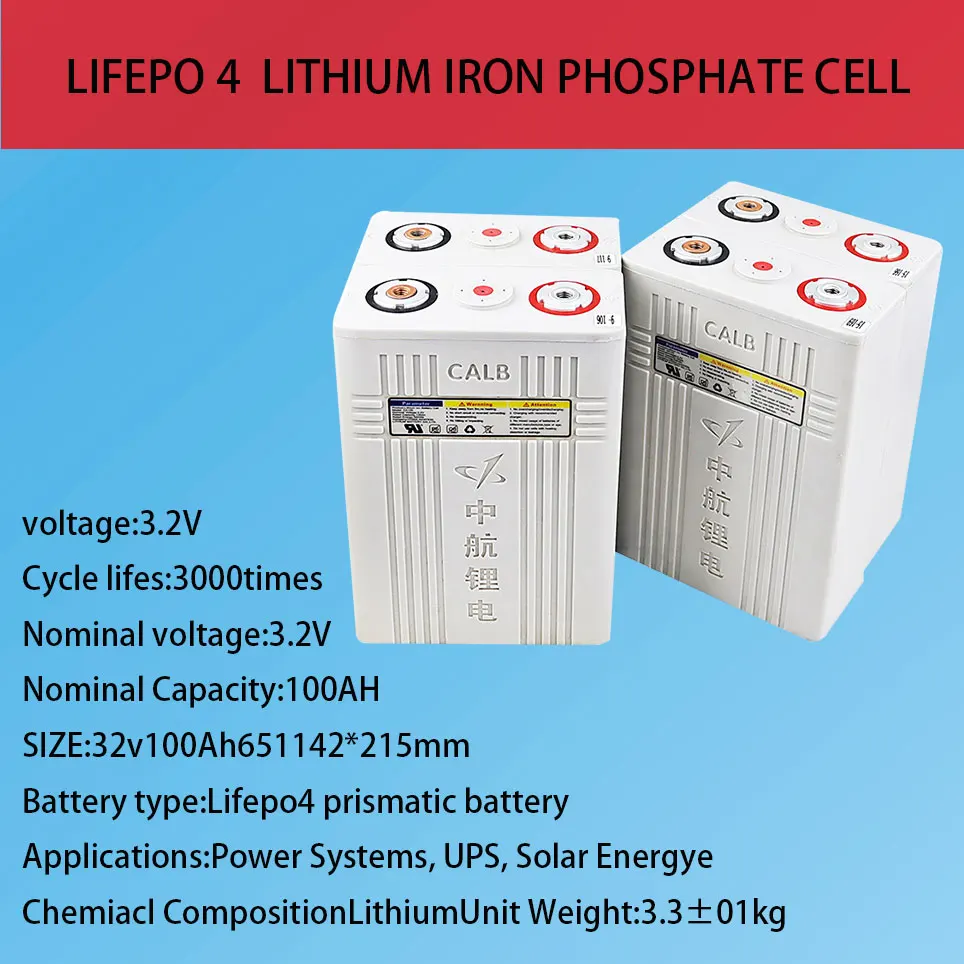 

4Pcs 3.2v 100ah Lifepo4 battery 12v100AH Lithium iron phosphate cell batteries NEW CALB ca100 Plastic for solar RV pack to 24V