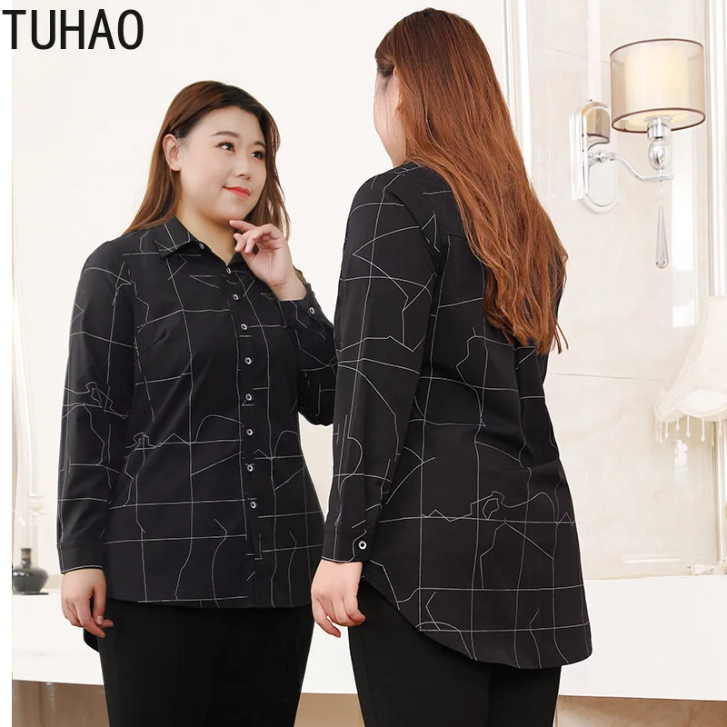 TUHAO весна офис леди рубашка размера плюс блузка 10XL 9XL 8XL женская обувь Блузки Топы