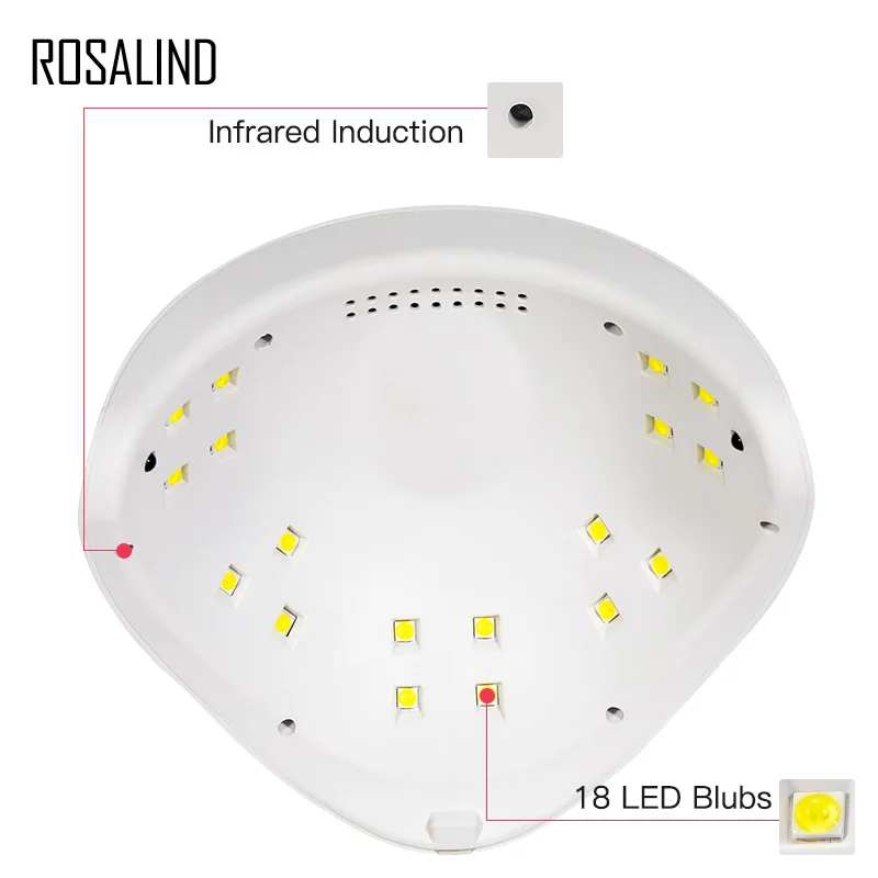 ROSALIND Gel Nail Dryer 18 Leds Lamp 36W UV Sensor 60/80/99s Timer Dry Nail Gel Lamp For Drying Nails Auto Sensor Manicure Tools