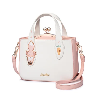 Orange pink Бренд JUST STAR, женские кожаные сумки, дамские сумки с вышивкой в виде белки из мультфильма, композитные сумки через плечо, женские сумки-мессенджеры - Цвет: Orange pink