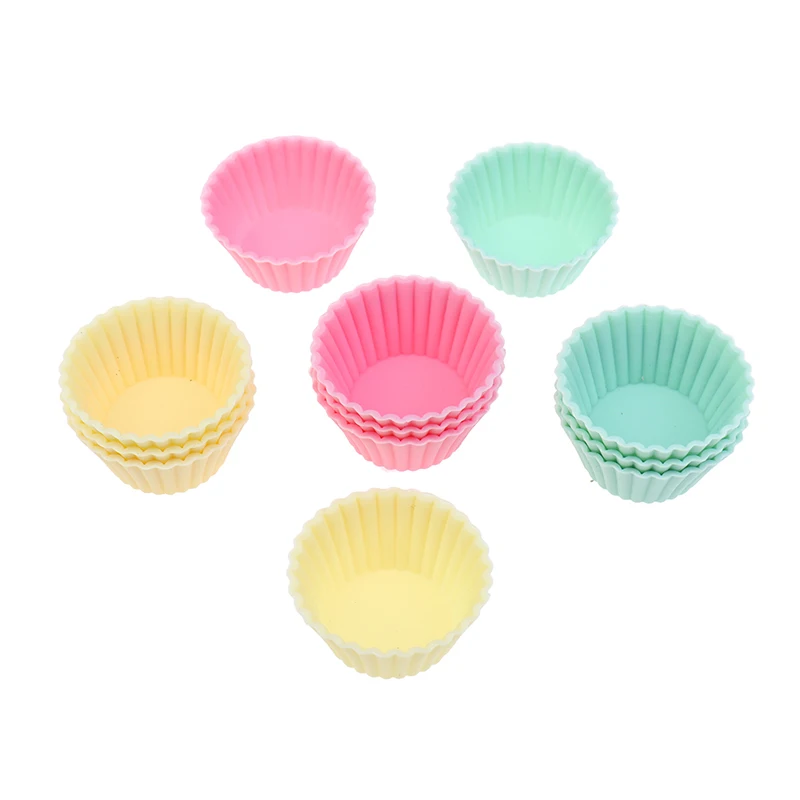 

12 pcs Silicone Cake Cupcake Cup Cake Tool Bakeware Baking Silicone Mold Cupcake and Muffin Cupcake for DIY by Random Color