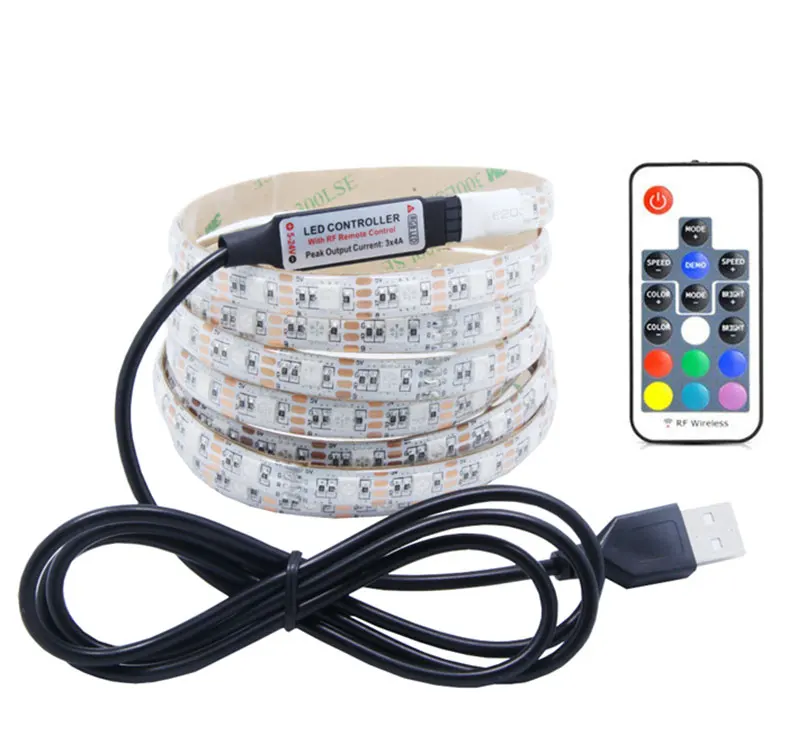 Светодиодный ремень USB зарядное устройство 5V цветная вспышка RGB цвет ТВ фон компьютерный стол пульт дистанционного управления лампа ремень