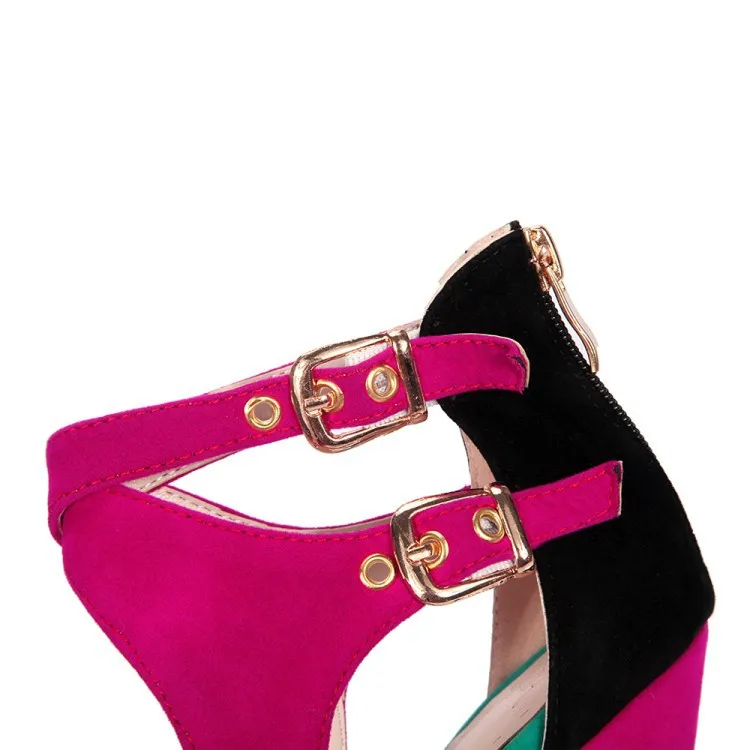 

Frosted thin heel sandals super high heel color matching bag heel sexy belt buckle