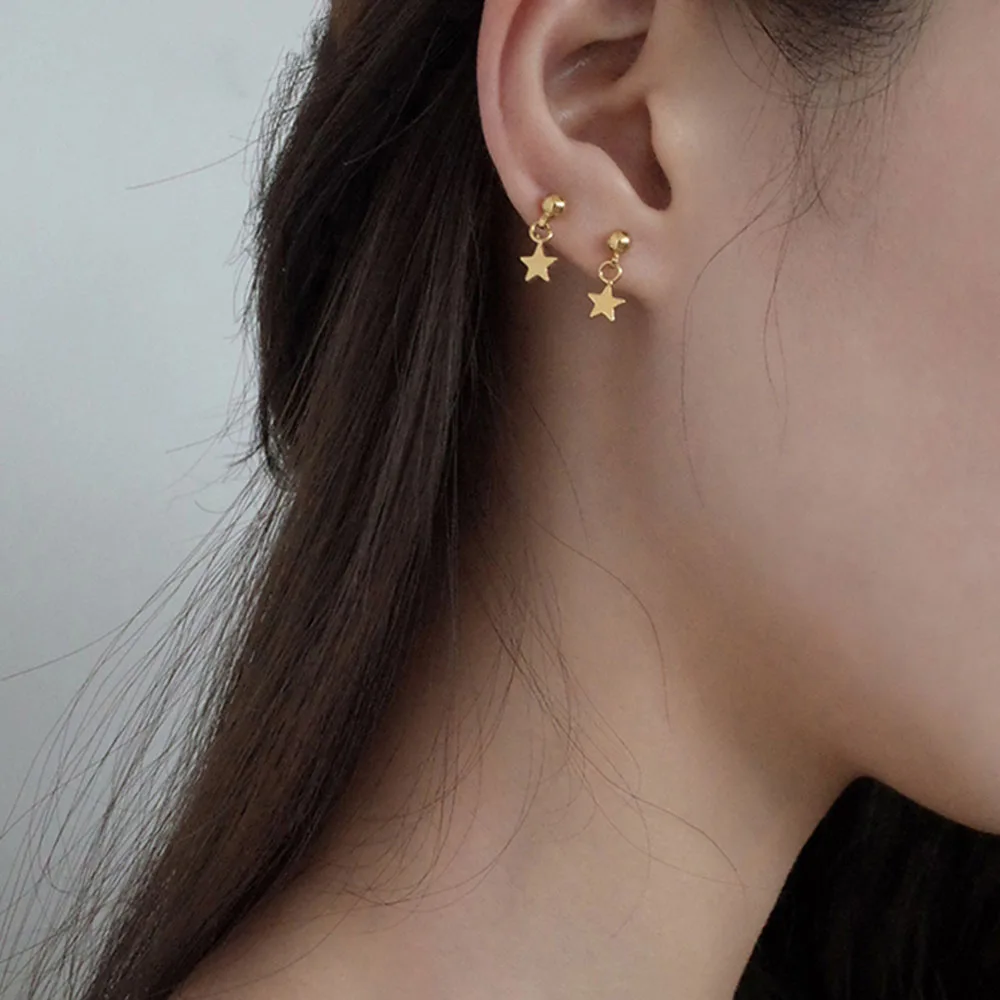 Простая маленькая крошечная звезда серьги гвоздики для женщин богемные золотого