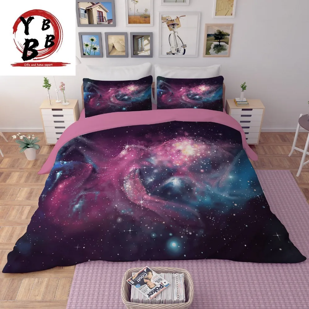 

Moon Star Galaxy bedding set twin full queen king size Universe 3pc 3d painting beautiful duvet cover with pillowcase Kids Adult