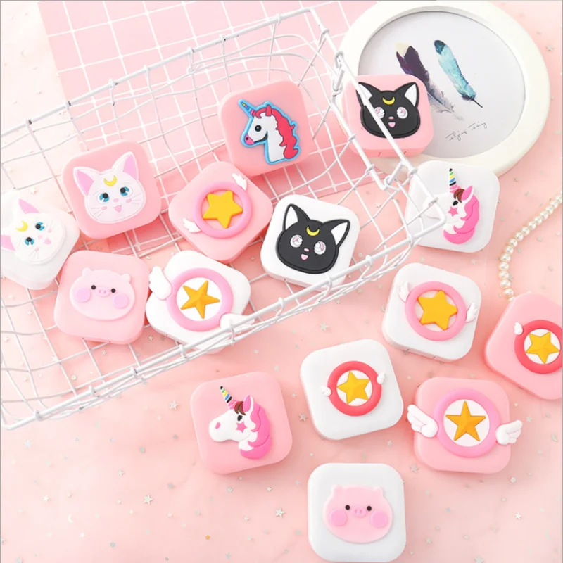 Милый чехол для контактных линз с мультяшным рисунком крыла унисекс футляр