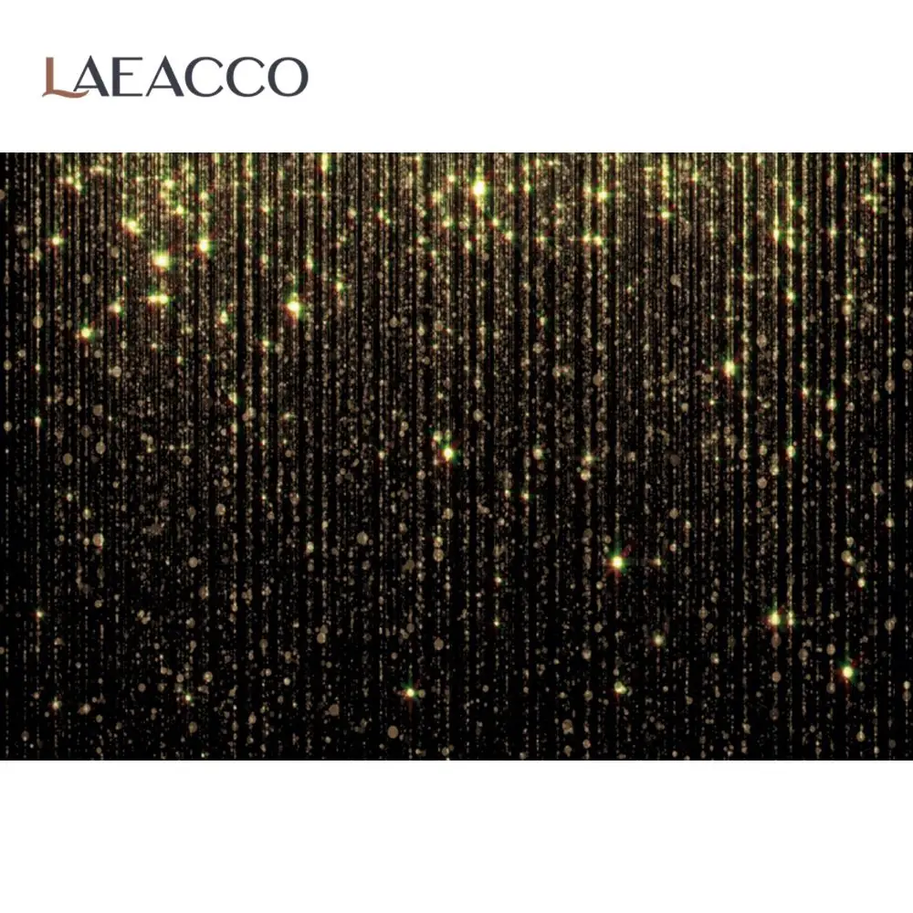 

Фон Laeacco для детской фотосъемки, с золотыми блестками, в горошек, черного цвета, для вечеринки, для студийной фотосъемки