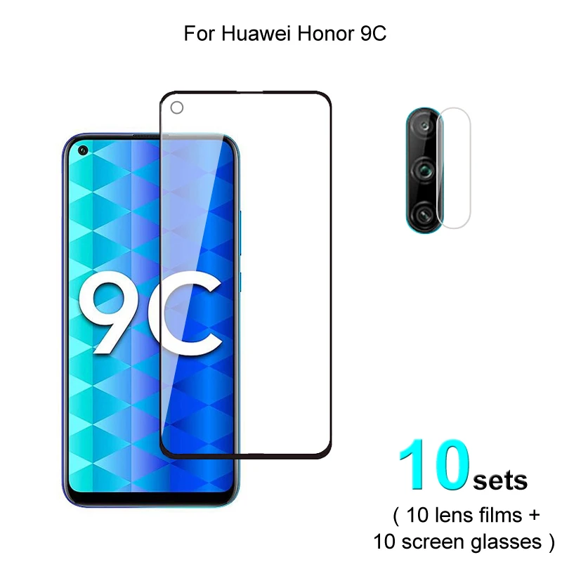 

10 комплектов для Honor 9C защита экрана защитное закаленное стекло Взрывозащищенная и пленка для объектива камеры