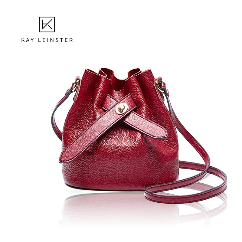 Новинка 2020 модная женская кожаная сумка ведро через плечо простая одноцветная на