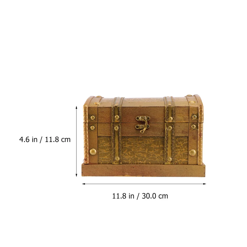 

Treasure Chest Vintage Wooden Box Trinket Jewelry Storage Case Home Decoration
