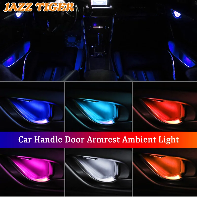 

4PCS Ambient Light Car Interior Inner Door Bowl Handle Armrest Light Atmosphere Light For Volkswagen Polo Passat B7 B8 Golf 6 7