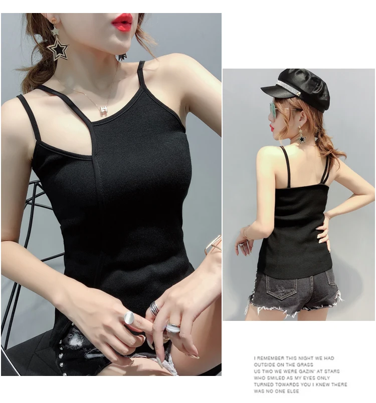 Женская хлопковая майка однотонная Асимметричная без рукавов модель T02425 в