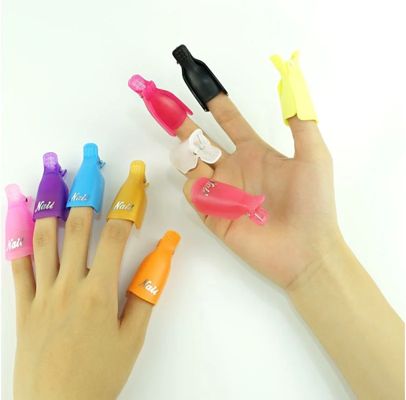 

Hot Sale 10Pcs Plastic Nail Art Soak Off Cap Clip UV Gel Polish Remover Wrap Tool