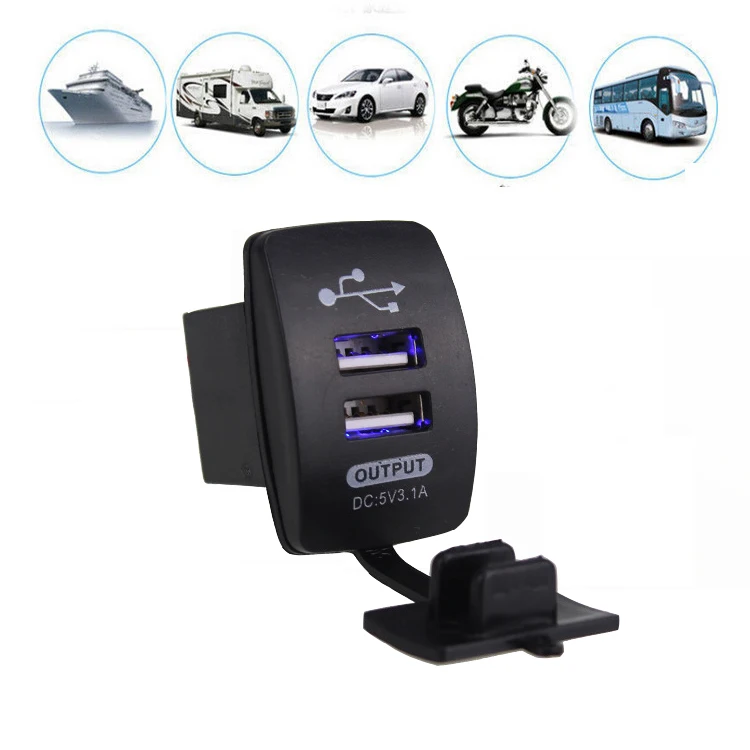 Автомобильное зарядное устройство с двумя USB-портами постоянный ток 3 1 А 5 В 2