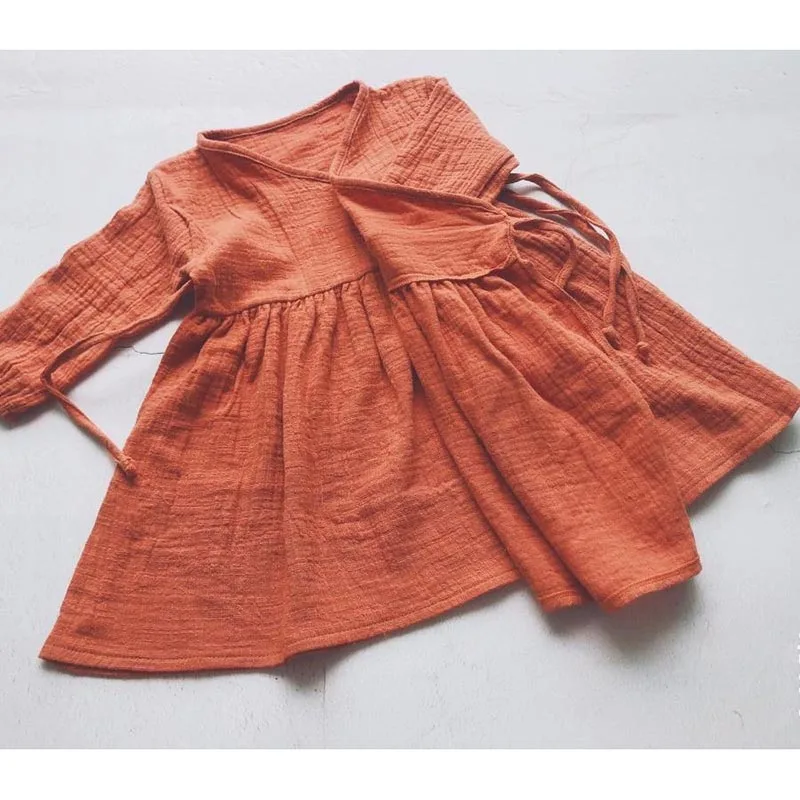 CX19 Orange Новинка года; платья для маленьких девочек; одежда в корейском и японском стиле; брендовая хлопковая Осенняя Новая повседневная модная одежда принцессы для девочек - Цвет: CX19 Orange