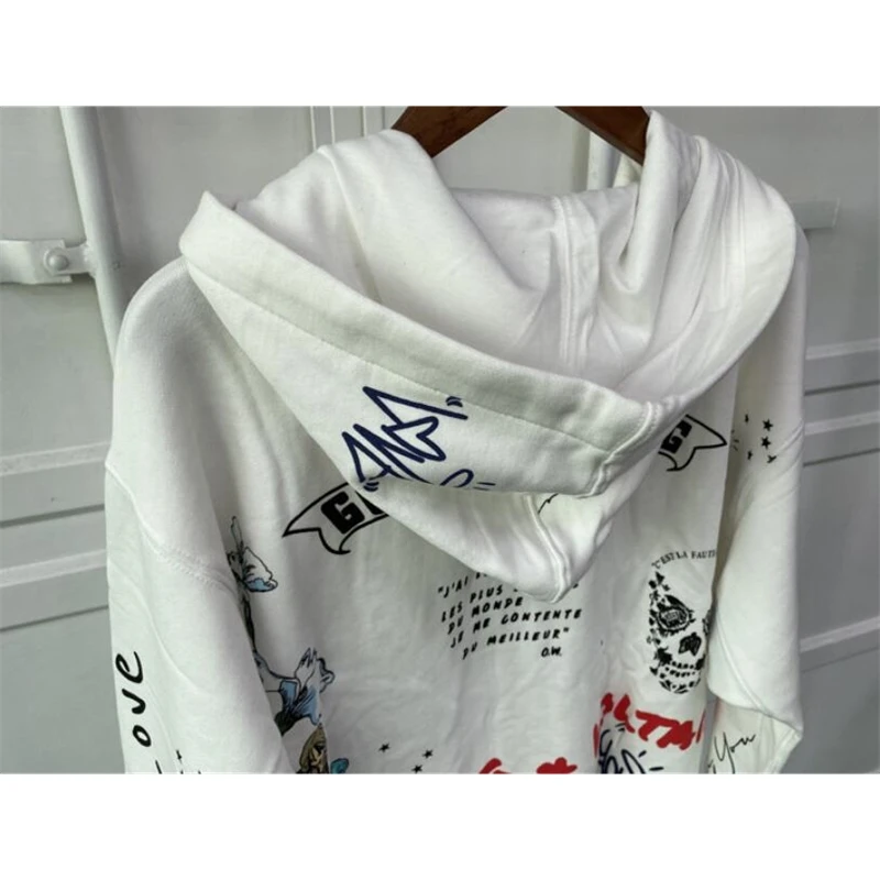 

Women's Hoodie, white graffiti print, embroidery, 2021