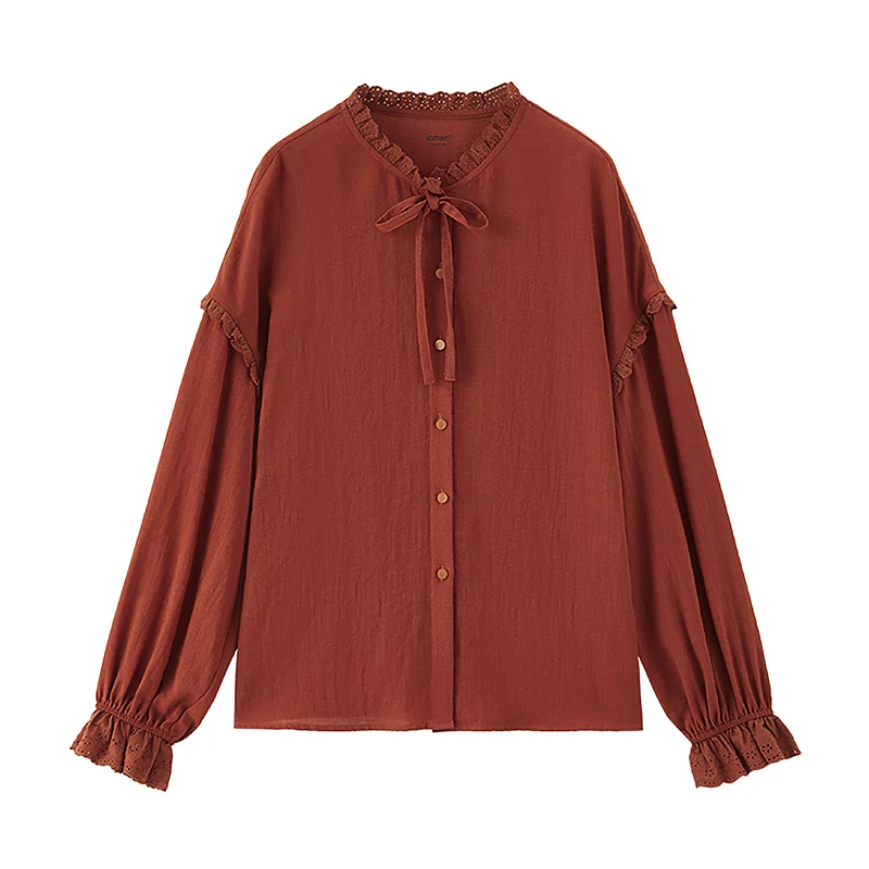 Блузка Женская осенне-Весенняя с воротником-стойкой и бантом | одежда