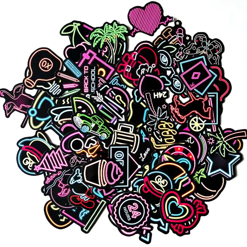 100 ⑤ упак. светящийся неоновый свет скейтборд водонепроницаемые наклейки
