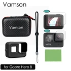 Футляр для хранения аксессуаров Vamson для GoPro Hero 8, черный, с защитой экрана из закаленного стекла + черный силиконовый чехол, VP814