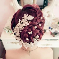 imitation pearls head band bride white elegant flower bead head jewelry wedding oriental women girl headdress braid accessories