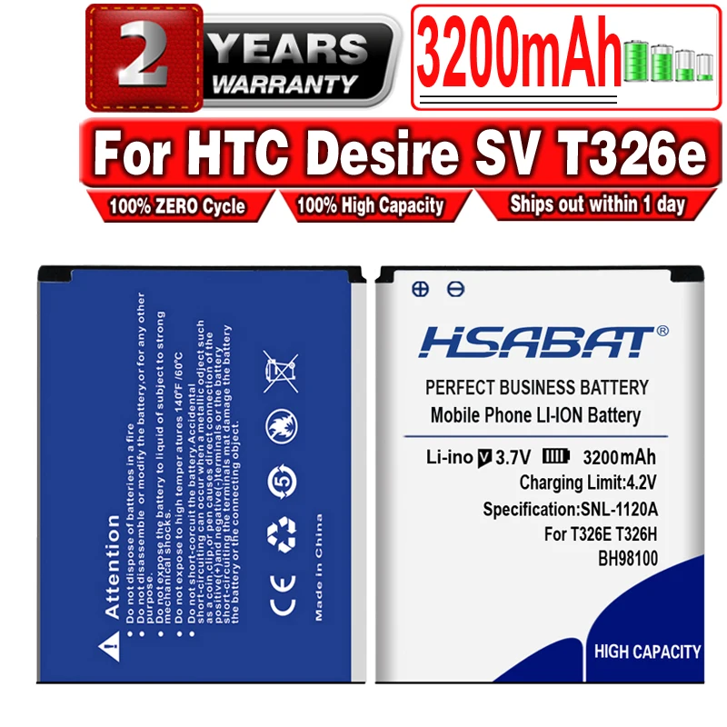 Аккумулятор HSABAT BH98100 на 3200 мАч для HTC Desire SV T326e P T326H|battery for htc desire|mobile phone batterybattery |