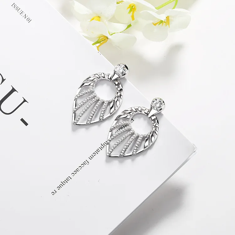 

S925 silver leaf design earrings girl birthday gift