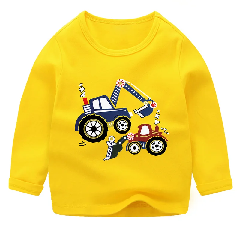 1-10 Years Old T-shirt Kid Boys Cotton Long Sleeve T Shirt Children Baby Girl Cartoon Printed Candy Color Tops Children Clothes