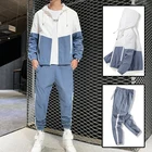 Костюм спортивный мужской в стиле хип-хоп, комплект одежды для спорта с карманами на молнии, уличная одежда из 2 предметов, пиджак и штаны, 2022