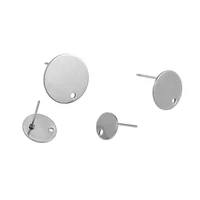 50pcs stainless steel earring findings charms 8101215mm steel tone settings findings diy jewelry making wholesale lots bulk