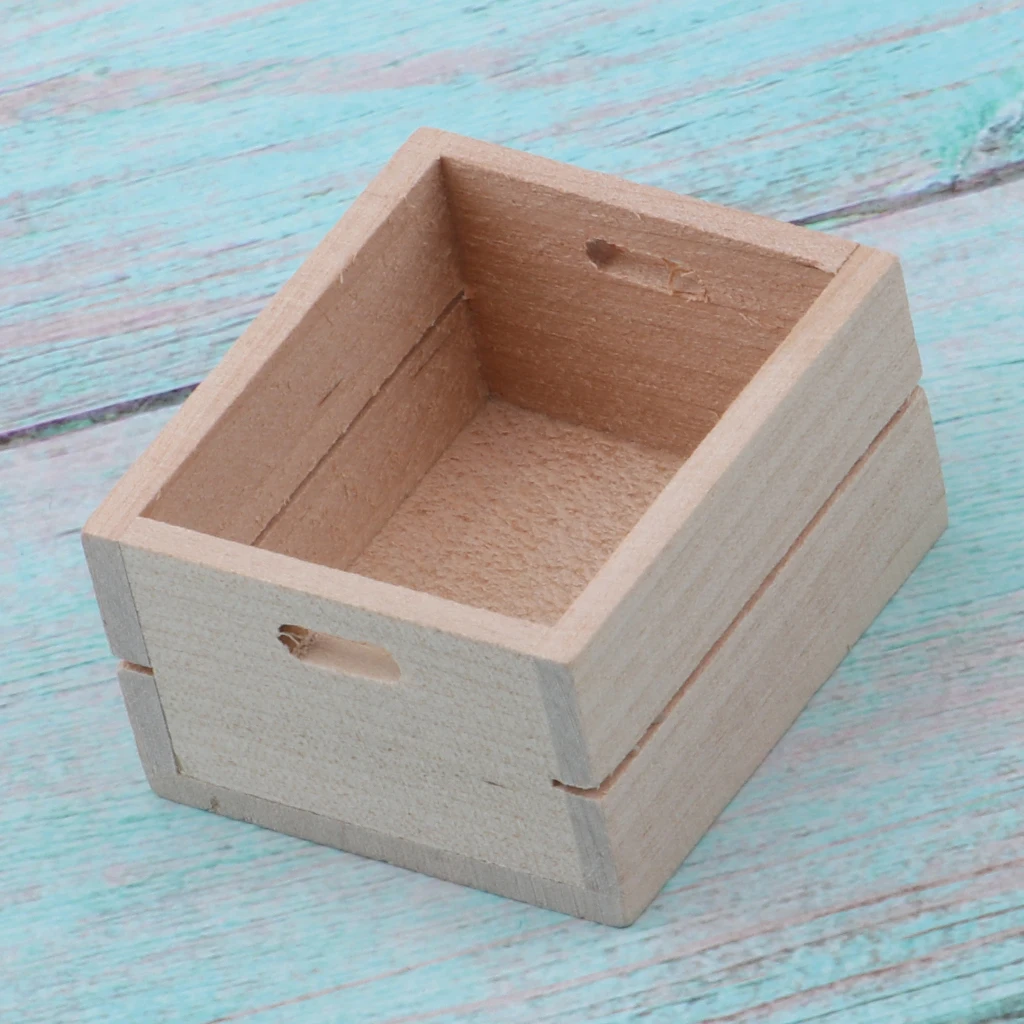 Миниатюрный деревянный ящик для хранения фруктов и овощей кукольный домик 1/12